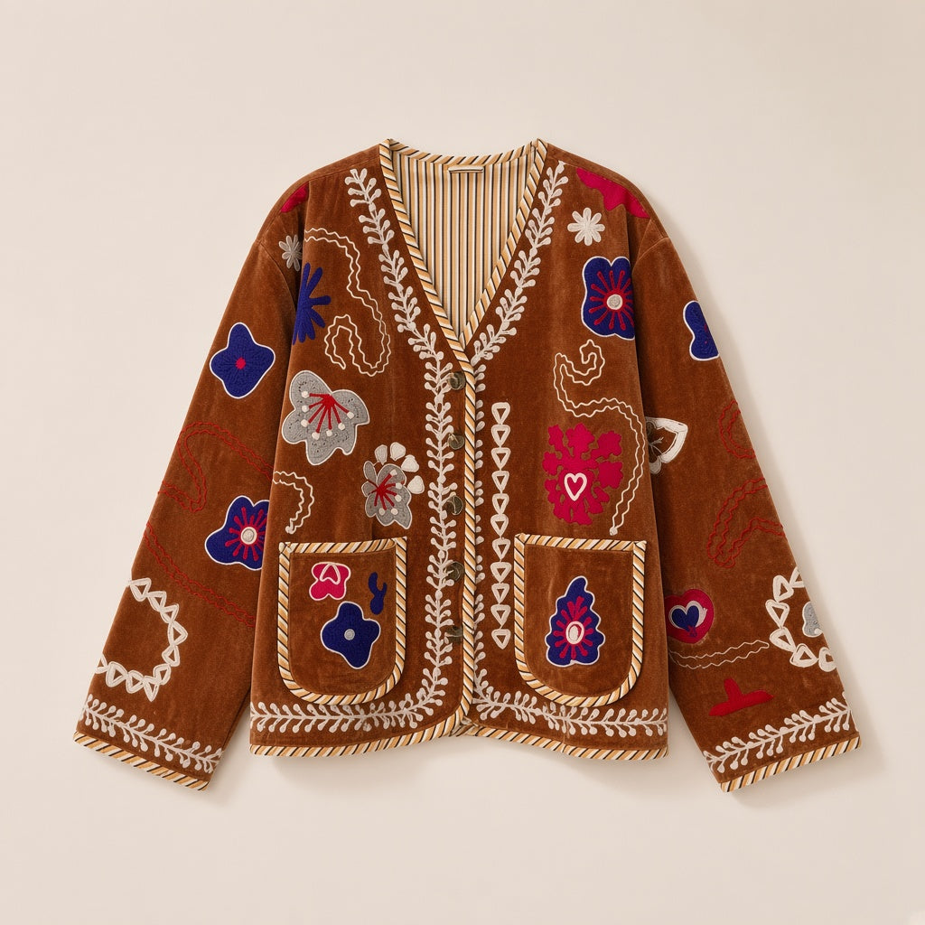 Bohemian Tapestry Velvet Embroidered Jacket