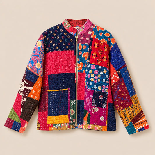 Folk Cotton Patchwork Jacket in Vivid Collage by Dot&Pod – example 1