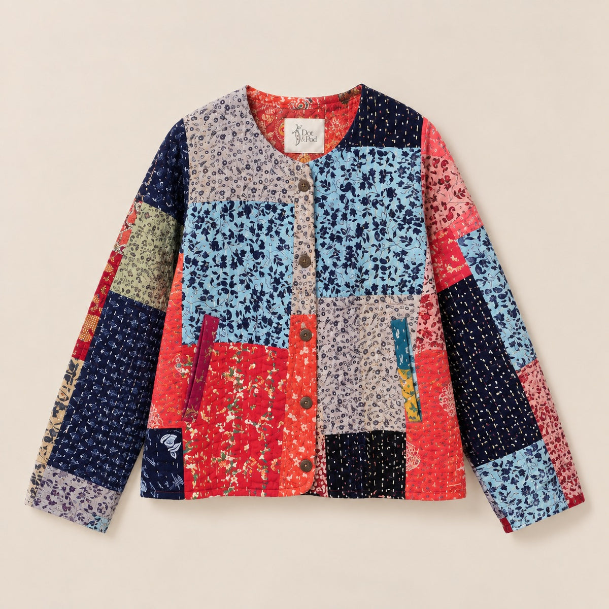 Folk Cotton Patchwork Jacket in Vivid Collage by Dot&Pod – example 2