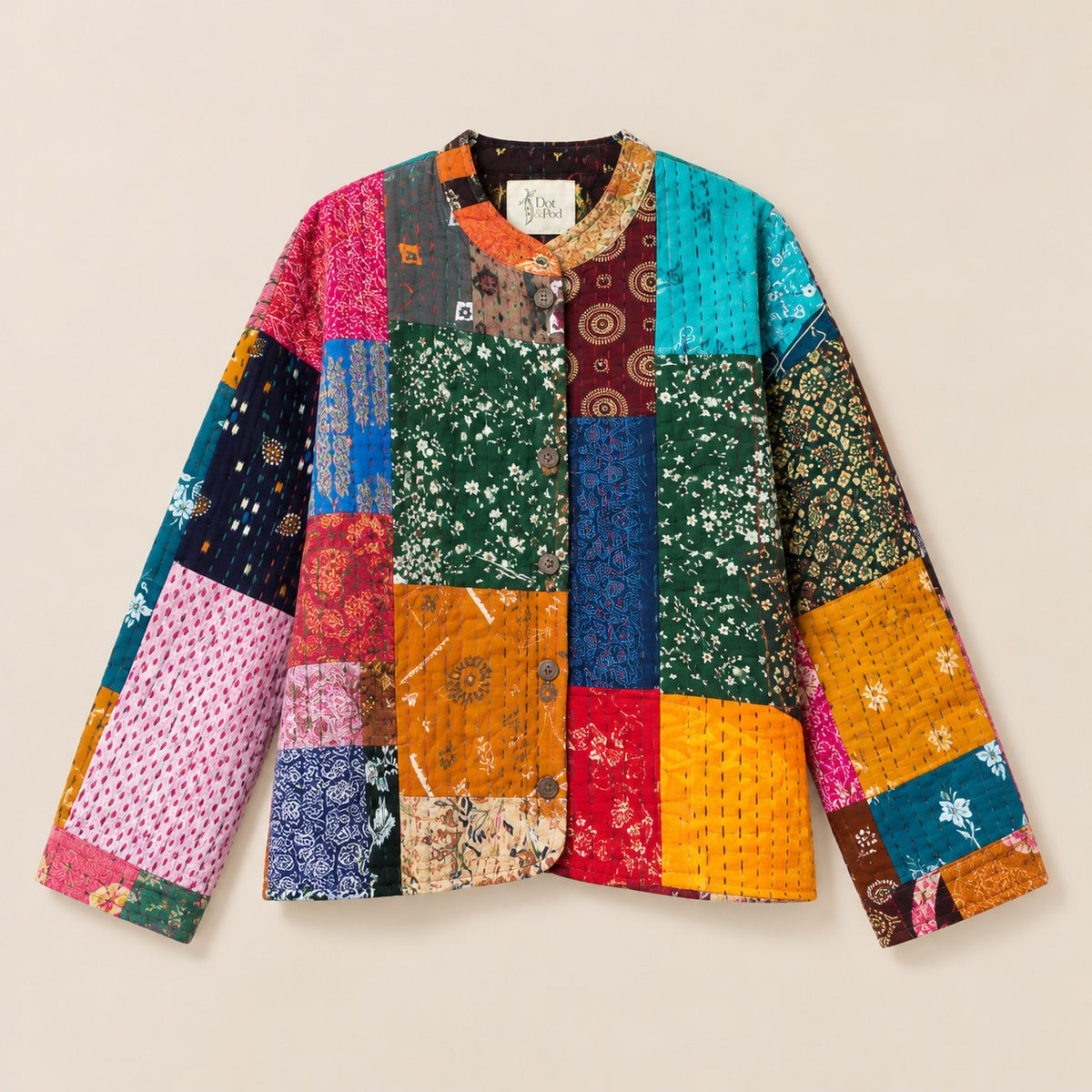 Folk Cotton Patchwork Jacket in Vivid Collage by Dot&Pod – example 3