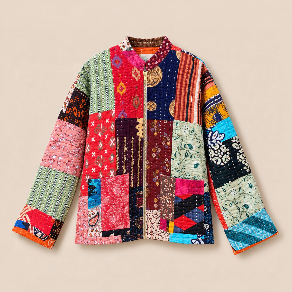 Folk Cotton Patchwork Jacket in Vivid Collage by Dot&Pod – example 4