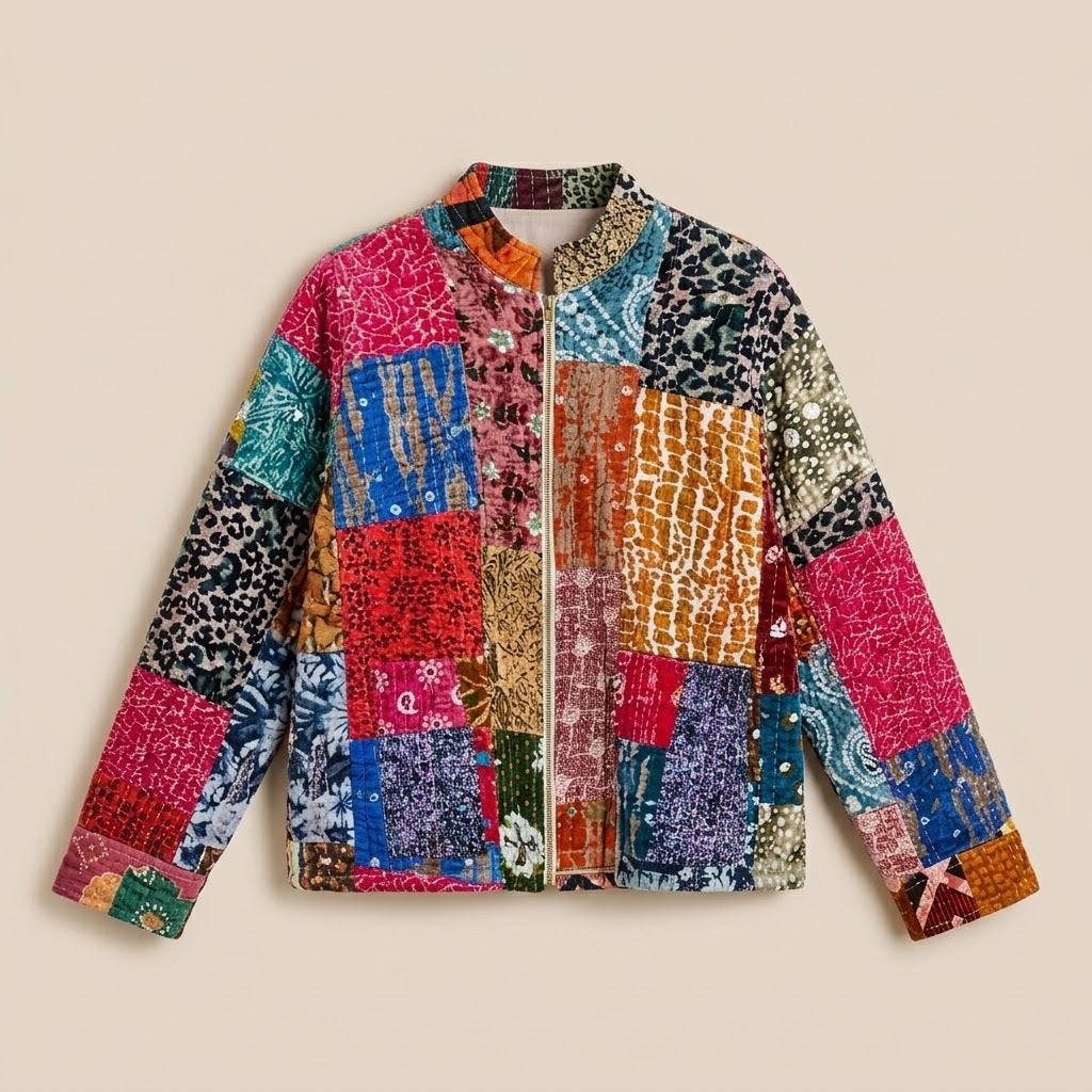 Folk Cotton Patchwork Jacket in Vivid Collage by Dot&Pod – example 6