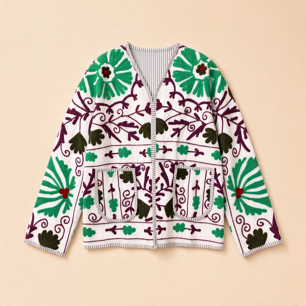 Embroidered Cotton Jacket – One Size | Dot & Pod