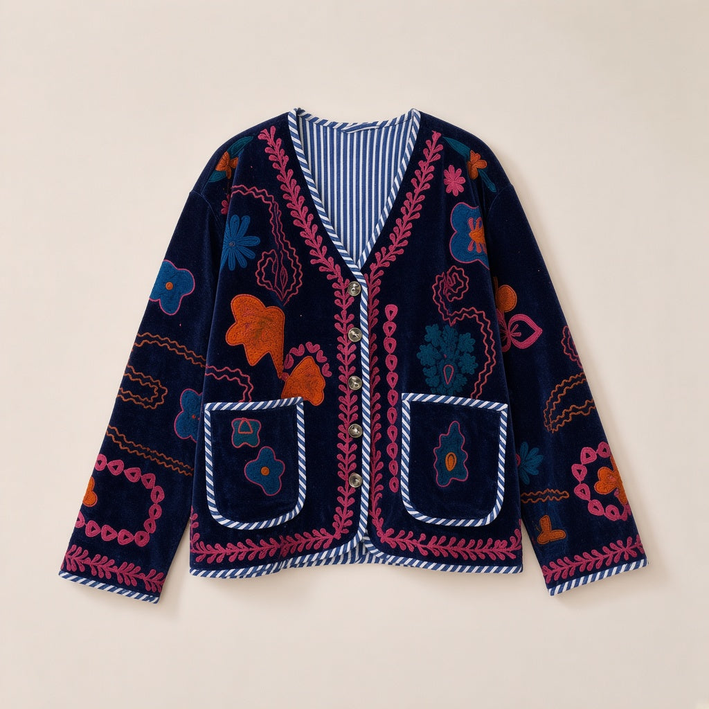 Bohemian Tapestry Velvet Embroidered Jacket